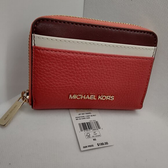 💫 Michael Kors Color Block Compact Zip-Around Wallet - Picture 1 of 11